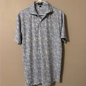 Peter Millar Light Blue Patterned Polo Shirt